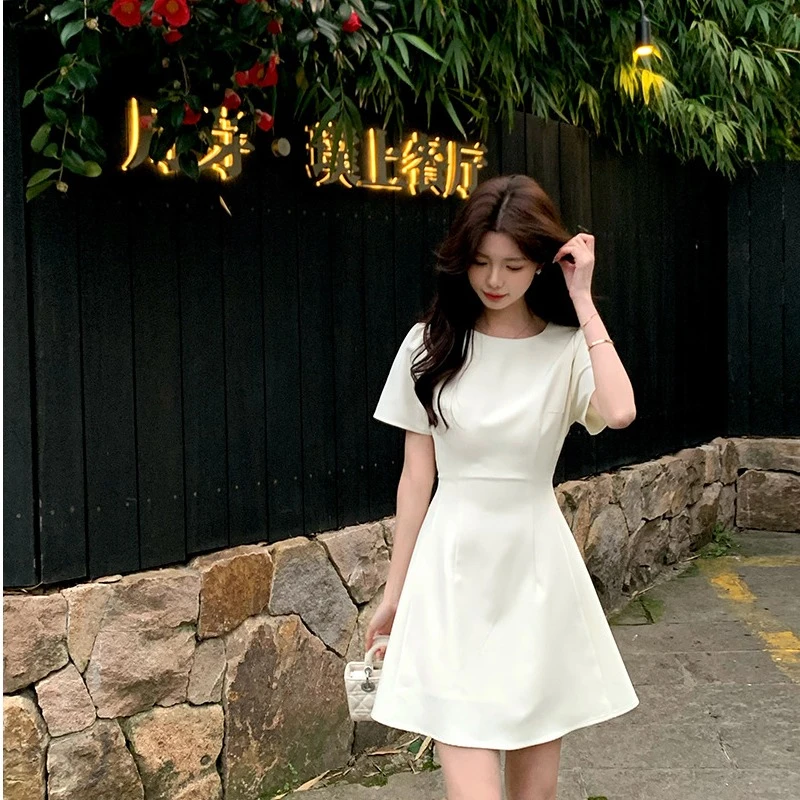 佐佐家小个子法式气质生日小礼裙夏季女收腰修身显瘦短款连衣裙子