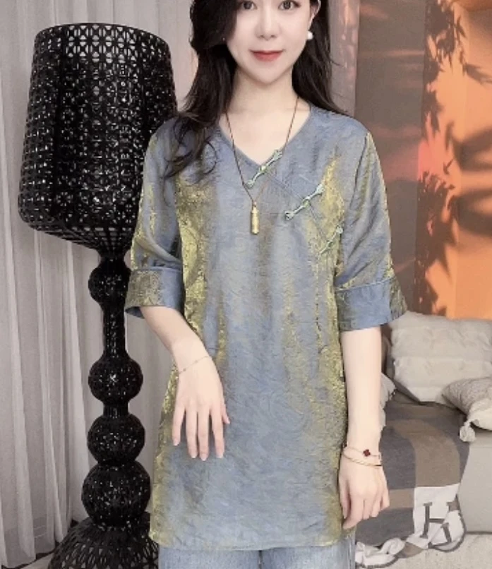 大胡子肉肉专属（东方美）原版！新中式国风高定夏季中长款洋气上衣