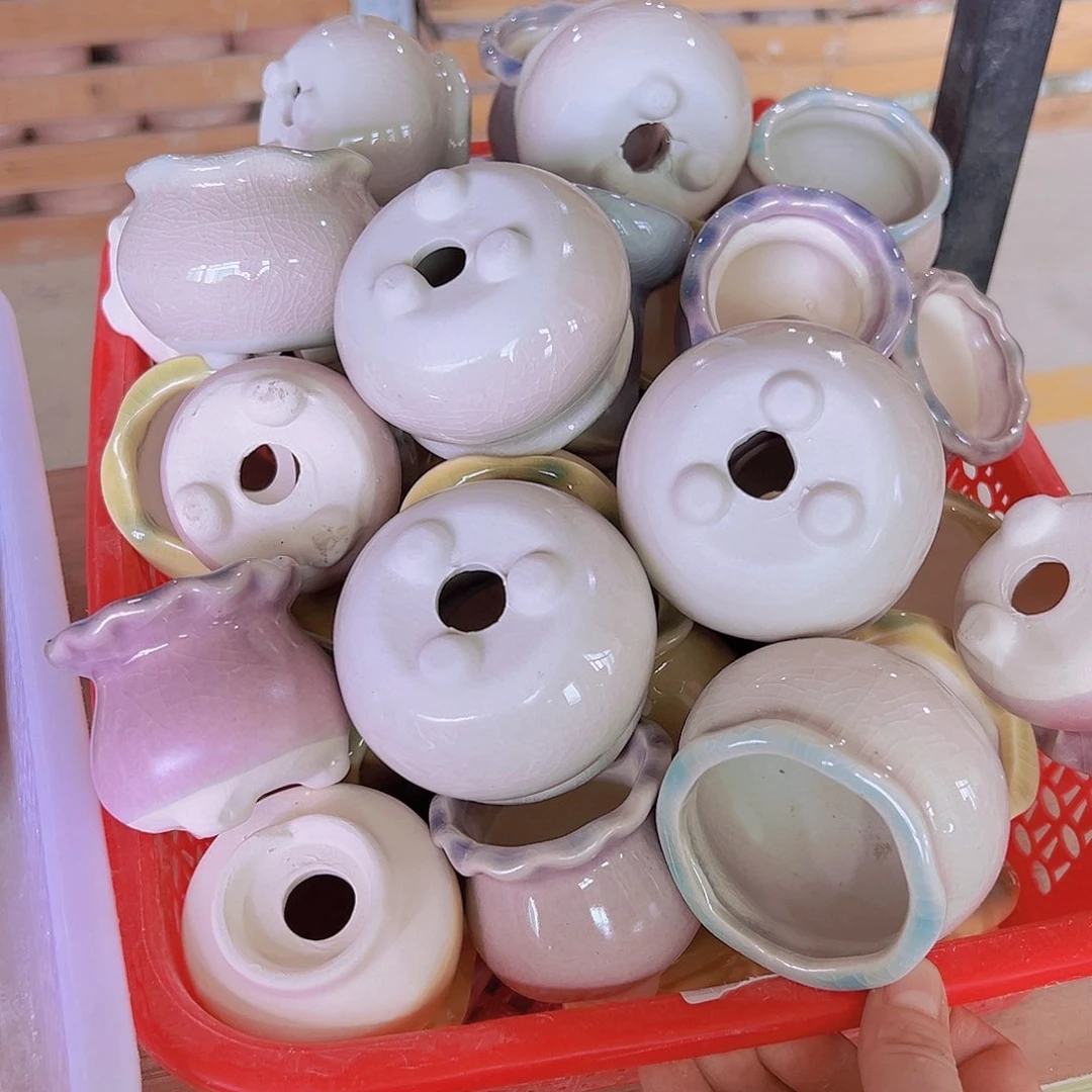 随机6个瑕疵陶瓷花盆当场满12包邮