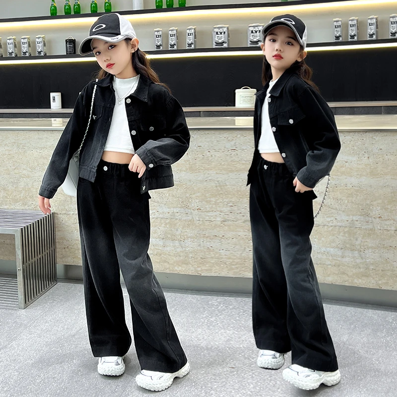 女童新款春季牛仔套装2025中大童时尚洋气个性渐变色春秋两件套潮