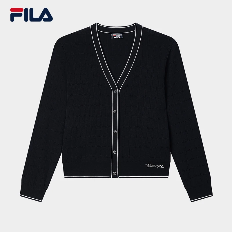 【优雅气质】FILA斐乐女开衫春夏新款休闲通勤编织外套F11W523403F
