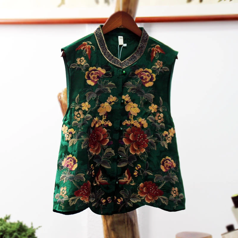 马甲文艺刺绣女马夹上衣无袖百搭气质中国风民族风服饰