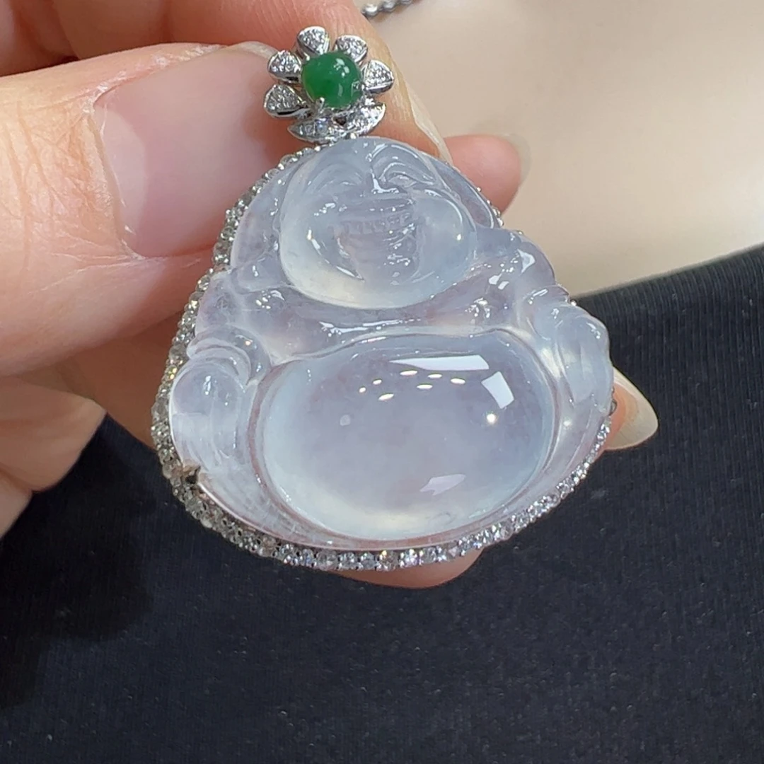 翡翠吊坠(不含链)18K金镶嵌