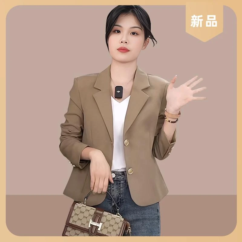 小个子短款咖色小西装外套女高级感2025新款春秋季休闲西服女上衣