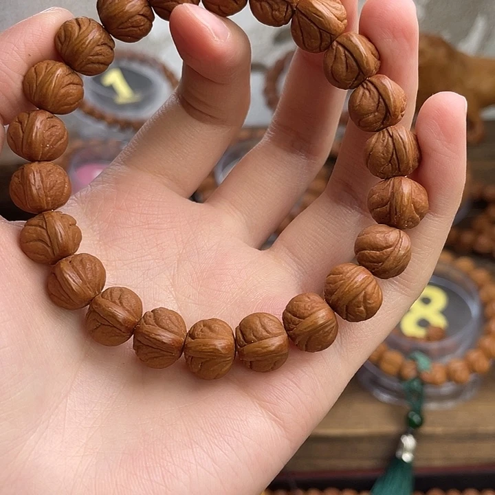 文玩核桃手串淡*色12玉龙脊单圈