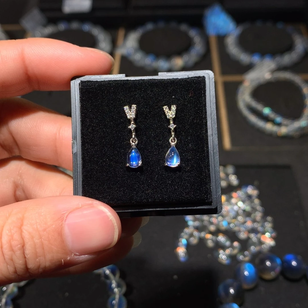 月光石裸石银S925镶嵌