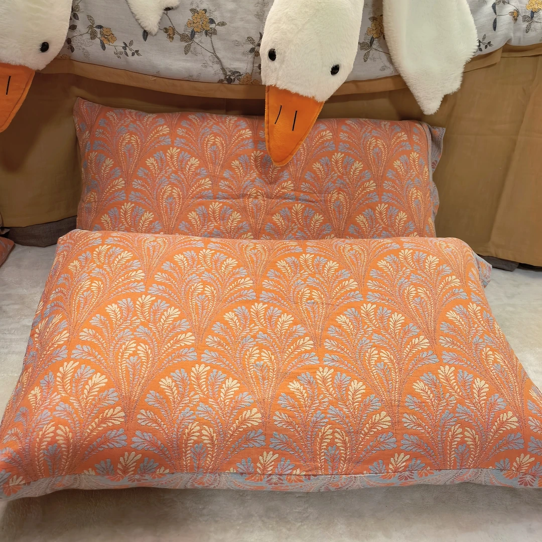 【花开半夏 一对枕套】 简约舒适轻奢床品双层纱
