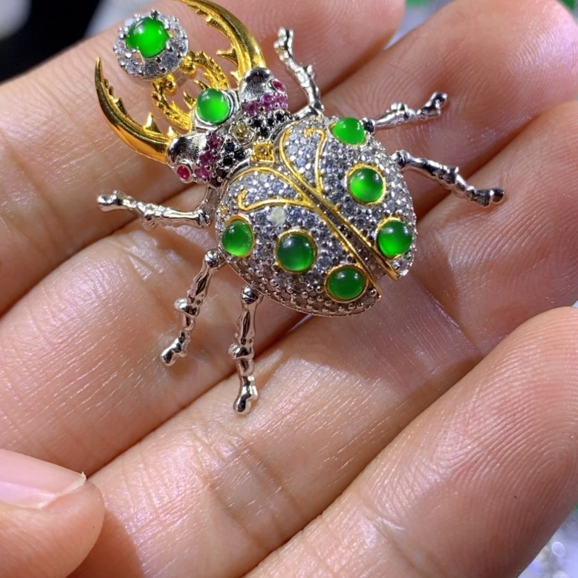 【闪购商品】翡翠挂件银S925镶嵌天然翡翠