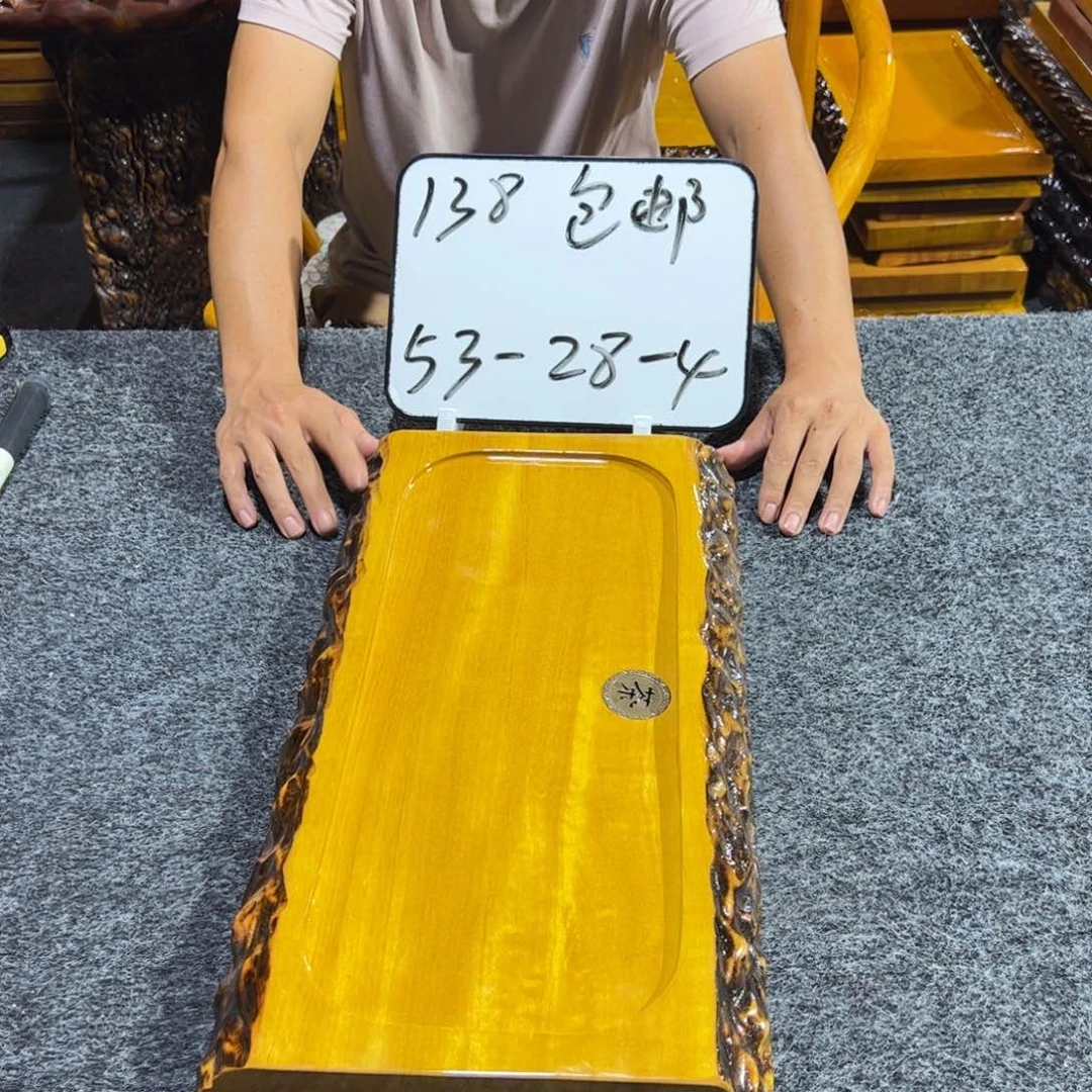 缅甸大叶金丝楠实木茶盘
