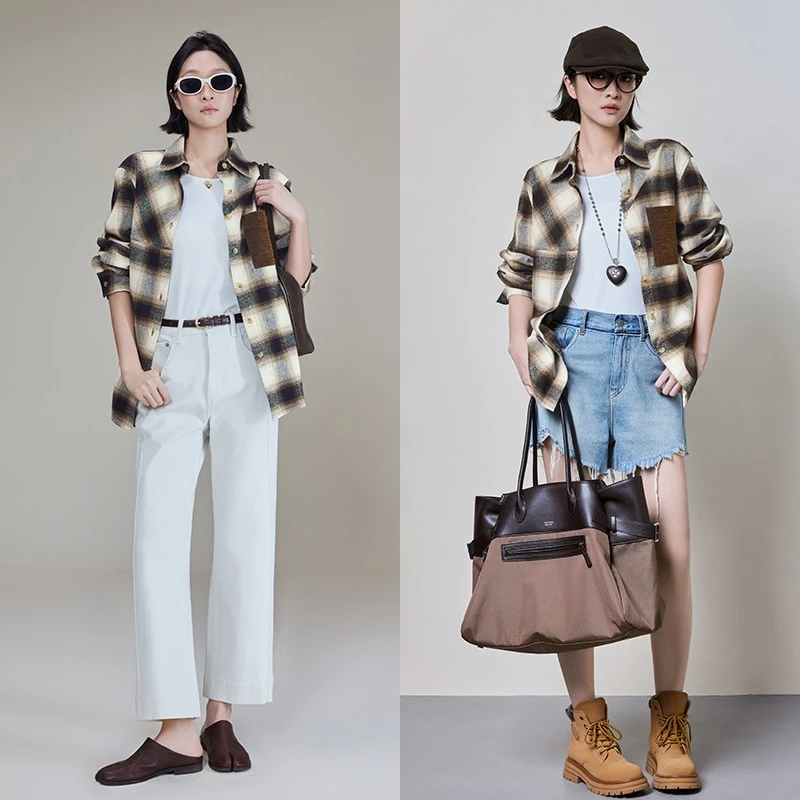 谢尔顿衬衣【商城同款】色织磨毛格纹_撞色贴袋格子衬衫U