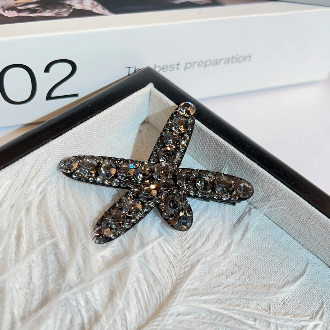 0503海星一字夹满钻紫色6公分