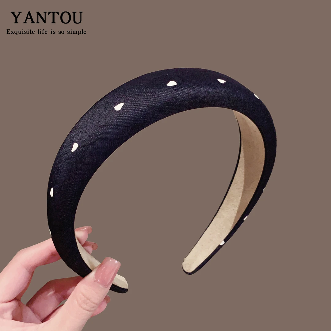 法式时尚浪漫爱心波点发箍高颅顶简约气质头箍女款发饰洋气发卡