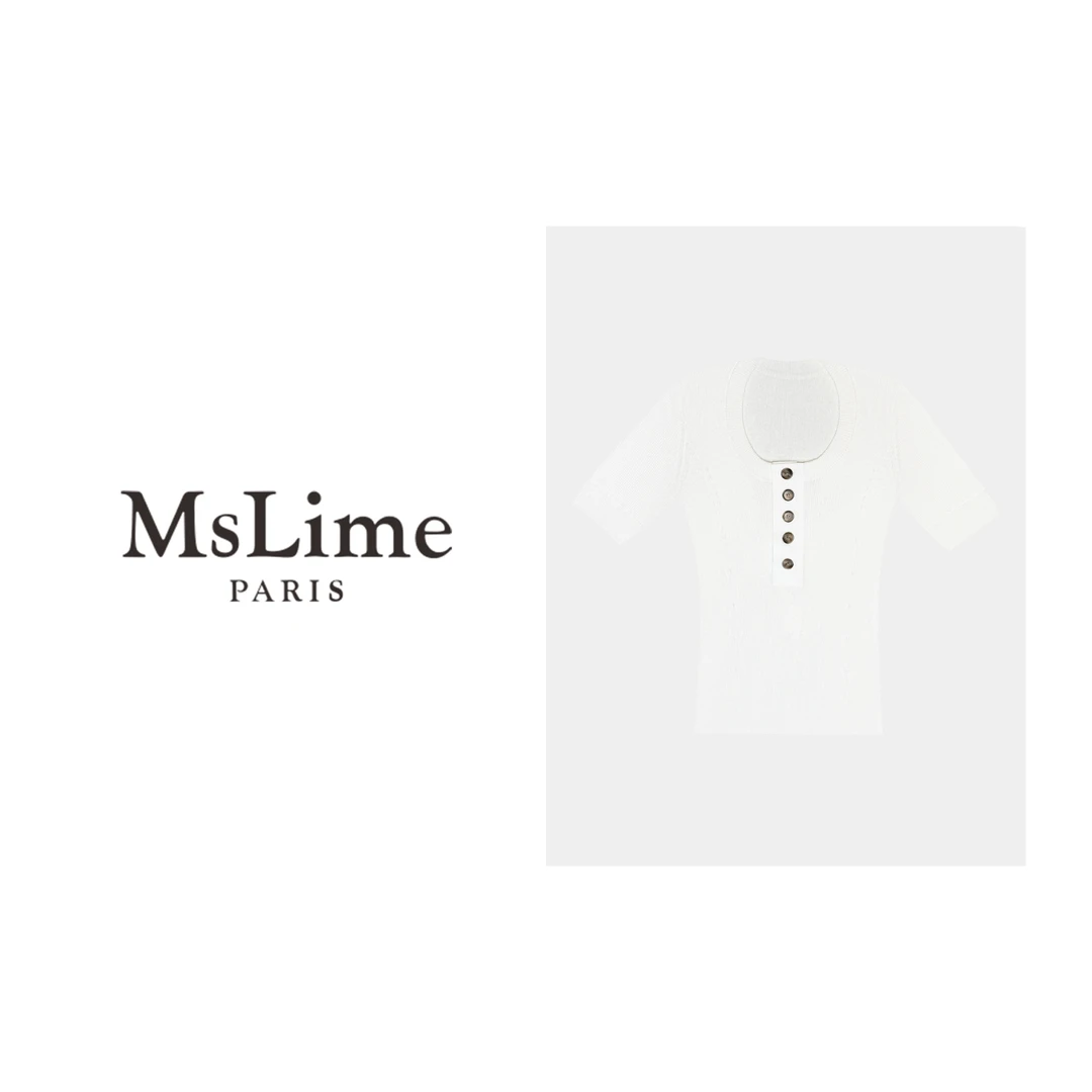 王嬛嬛MsLime25年新款【凉意】时尚百搭气质白色毛织上衣 HD2A1304