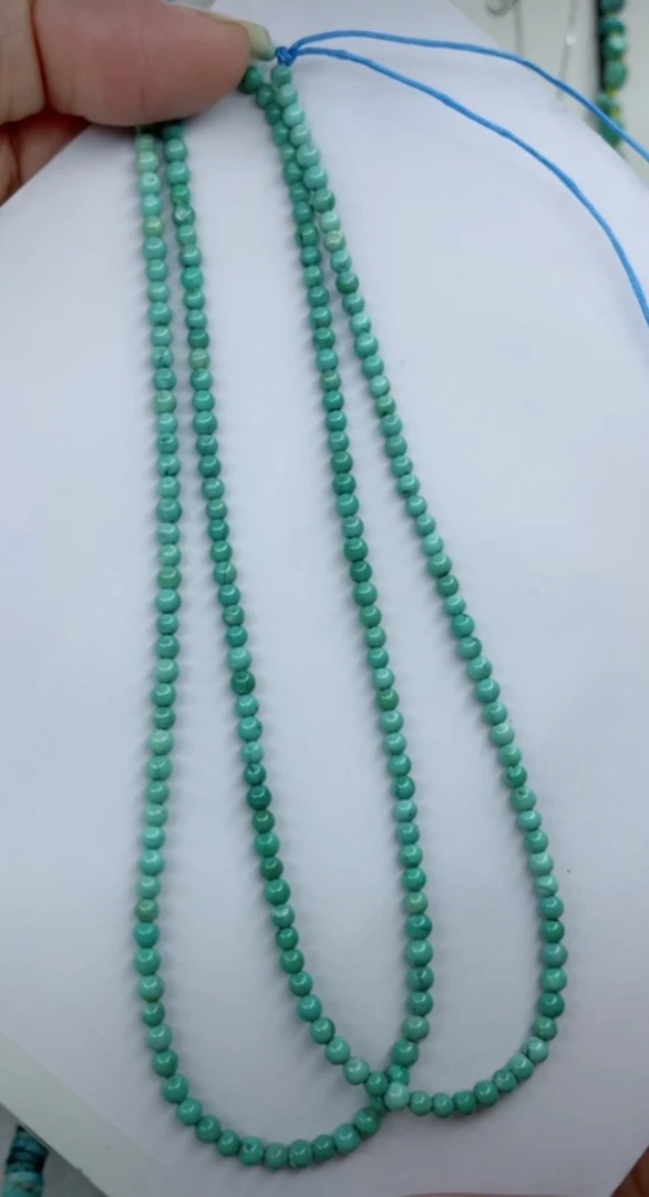 天然原矿绿松石米链卡3+