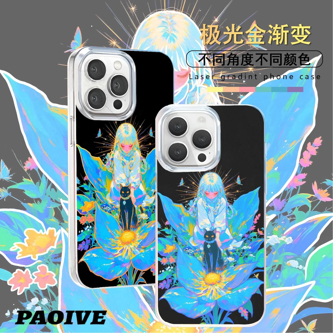 猫咪女孩适用苹果华为vivo一加iPhone小米红米一加极光手机壳壳