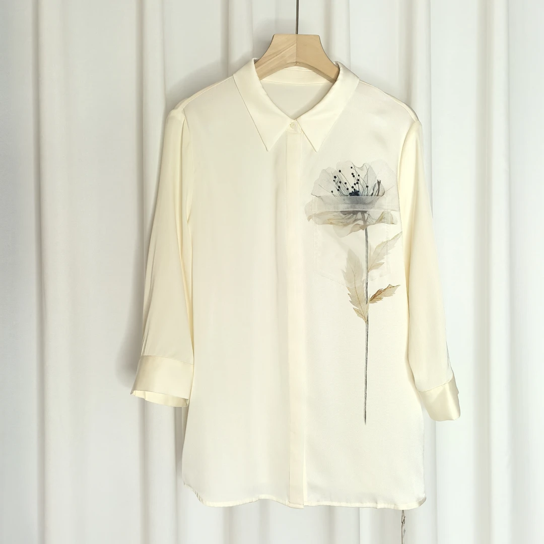 【上新】新款桑蚕丝中袖衬衫 C697235