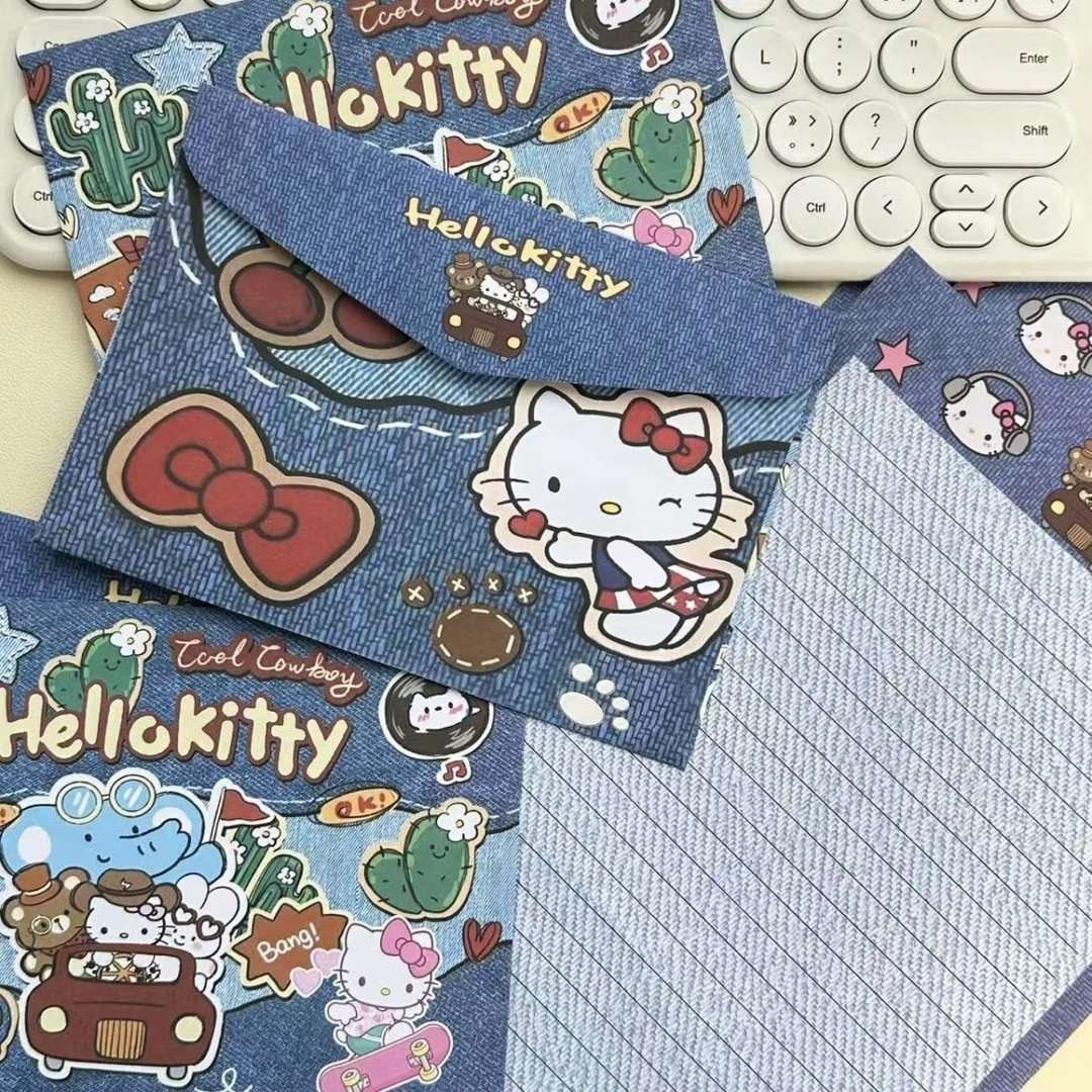 牛仔ktins信封套装高颜值卡通留言祝福创意手写信纸信封