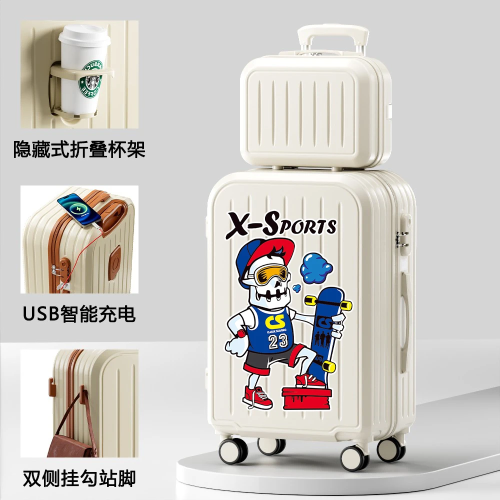 行李箱女学生玉桂狗多功能拉杆箱轻音万向轮2023新款高颜值密码箱