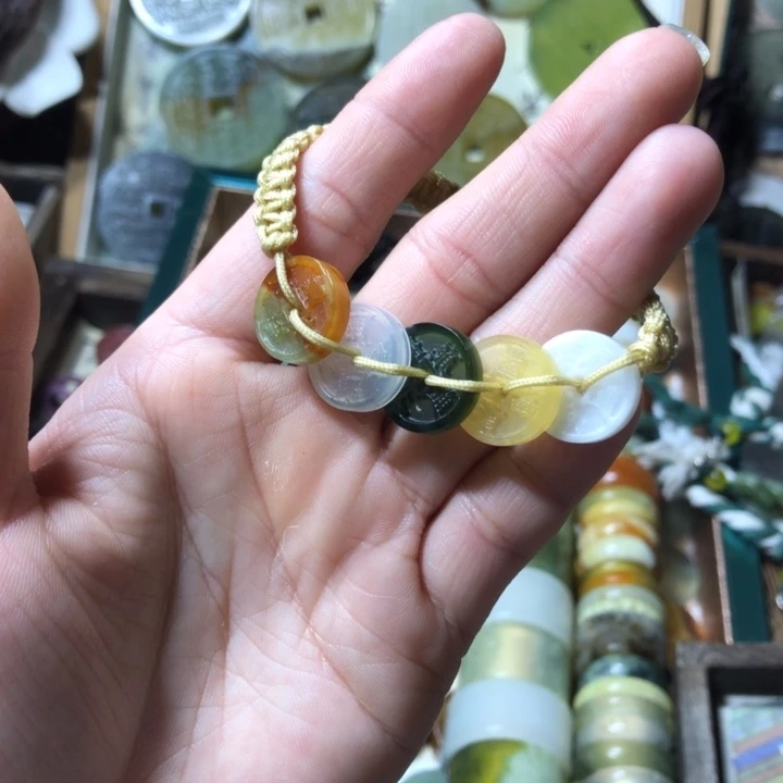岫玉岫玉五帝钱手链未镶嵌