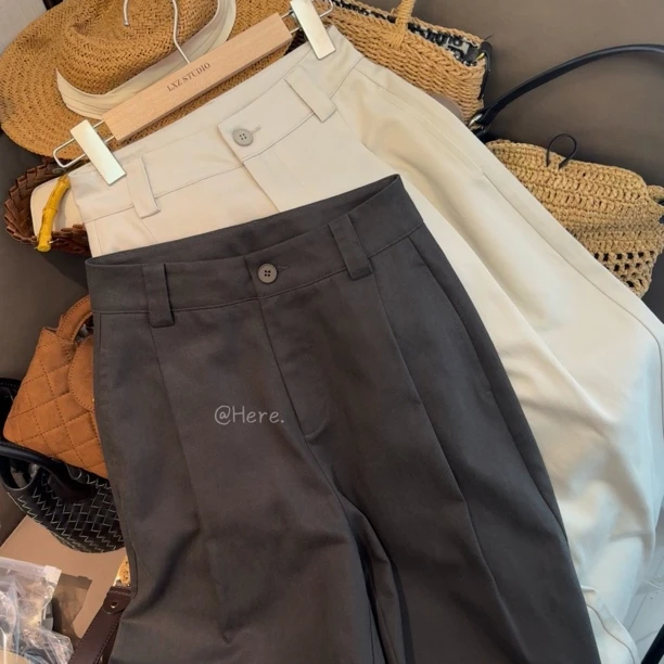 Here【自由领域】褶皱休闲直筒裤百搭舒适出行必备