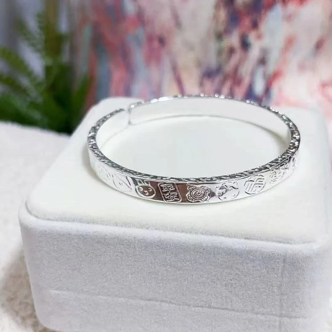 足银吉言招财开口手镯民族风-017