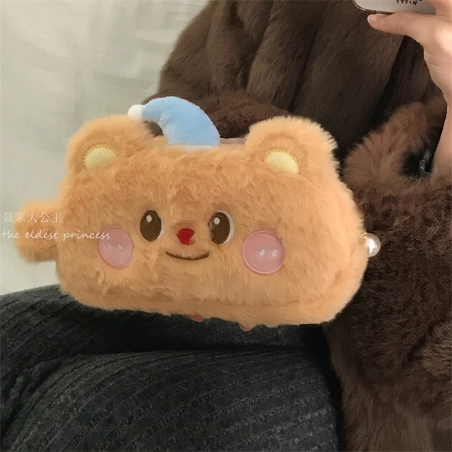 开学必备卡通毛绒笔袋可爱高颜值ins大容量学生文具收纳袋收纳初