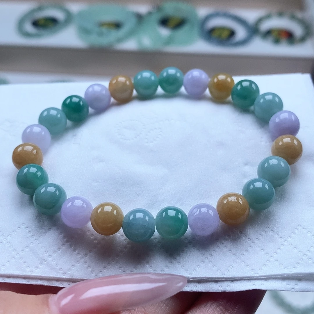 翡翠未镶嵌手串多宝7.8