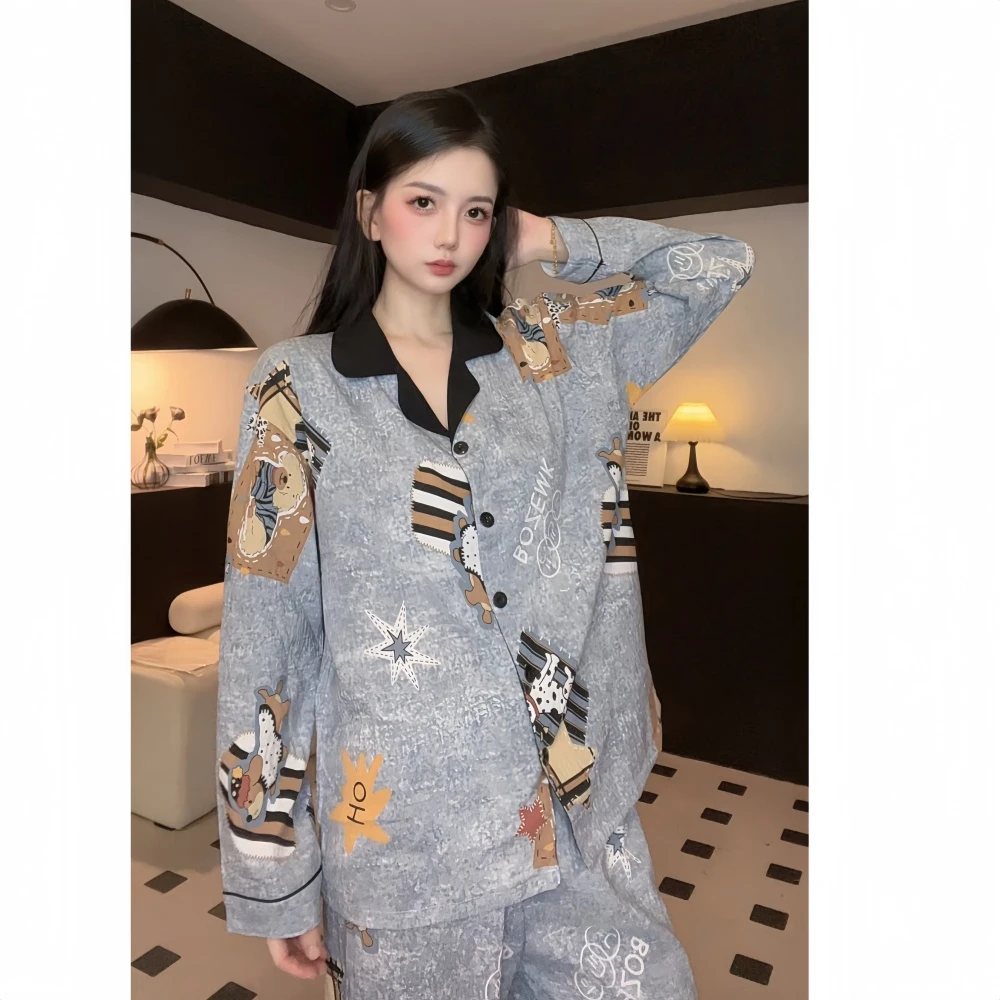 【贴布狗】小众设计开衫长袖家居服2025学生可外穿宽松女士卡通睡衣