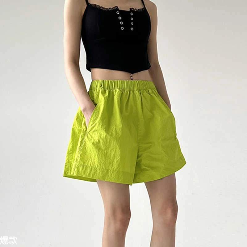 短裤女宽松2024夏季新款松紧速干休闲透气热裤运动学生薄款夏天