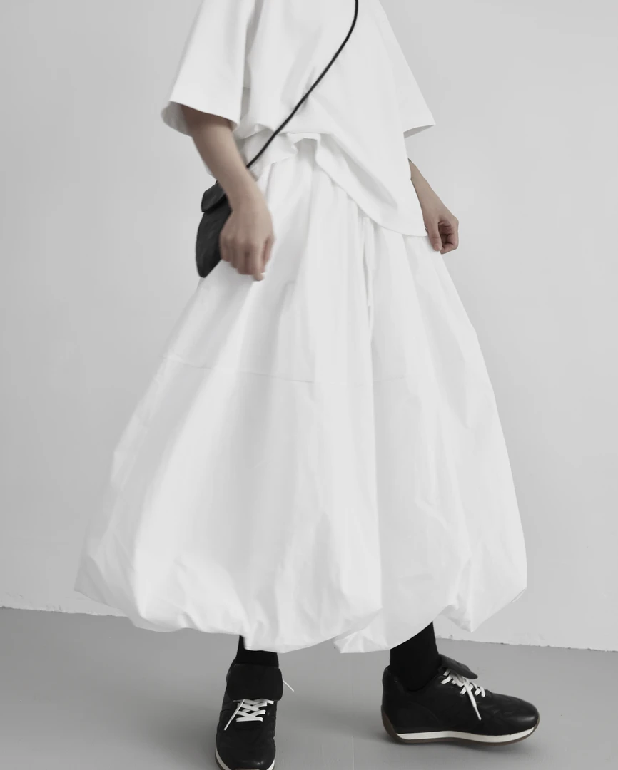 【晚李四季】南瓜裙花苞裙女中长款春款新款显瘦潮流简约日系