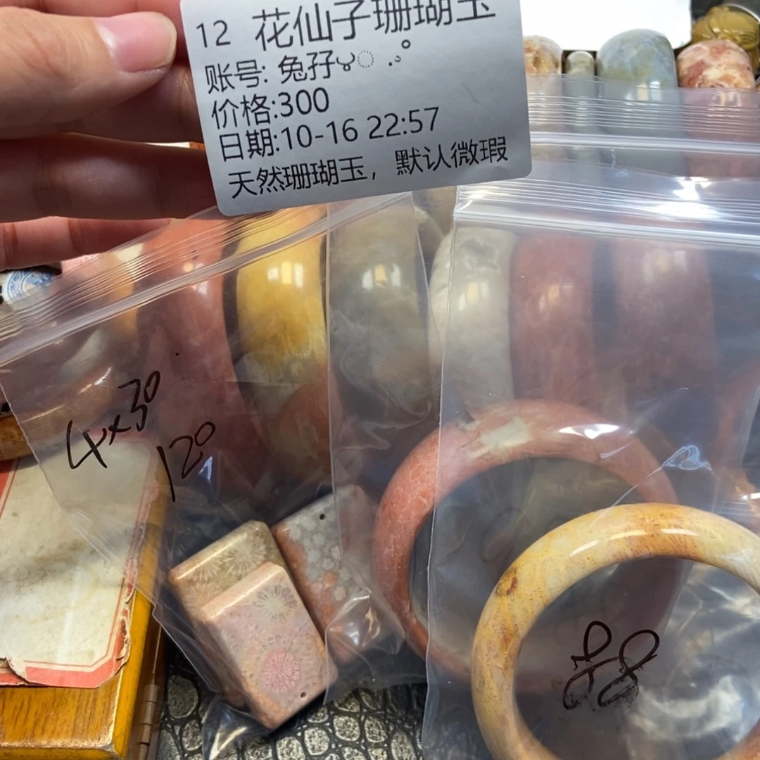 ᨳ***°硅化珊瑚（珊瑚玉）未镶嵌珠宝半成品12