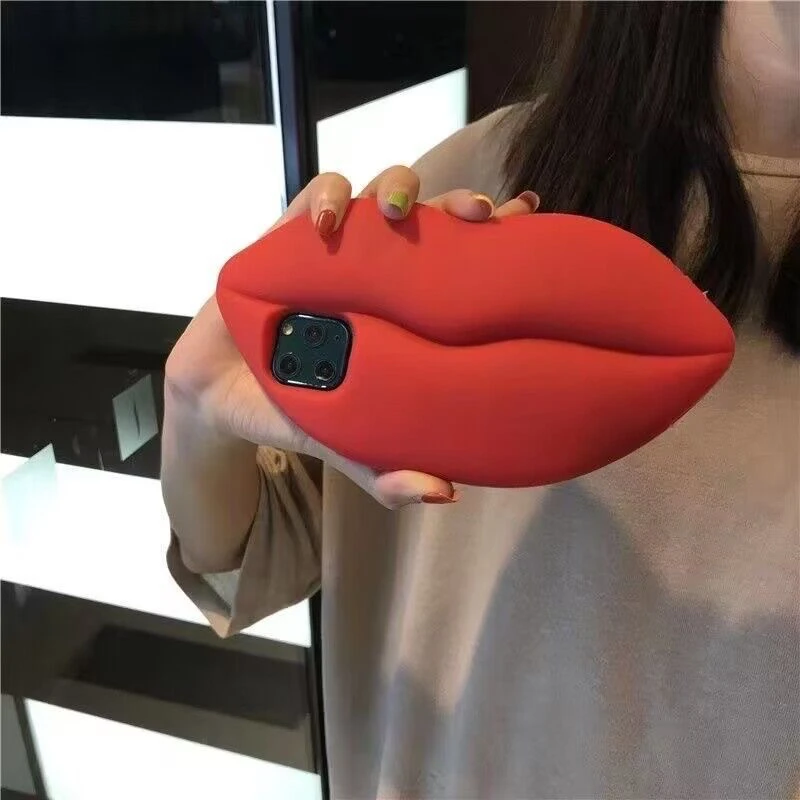 趣味搞怪硅胶立体嘴唇手机壳适用苹果可爱个性稀奇古怪创意奇葩软