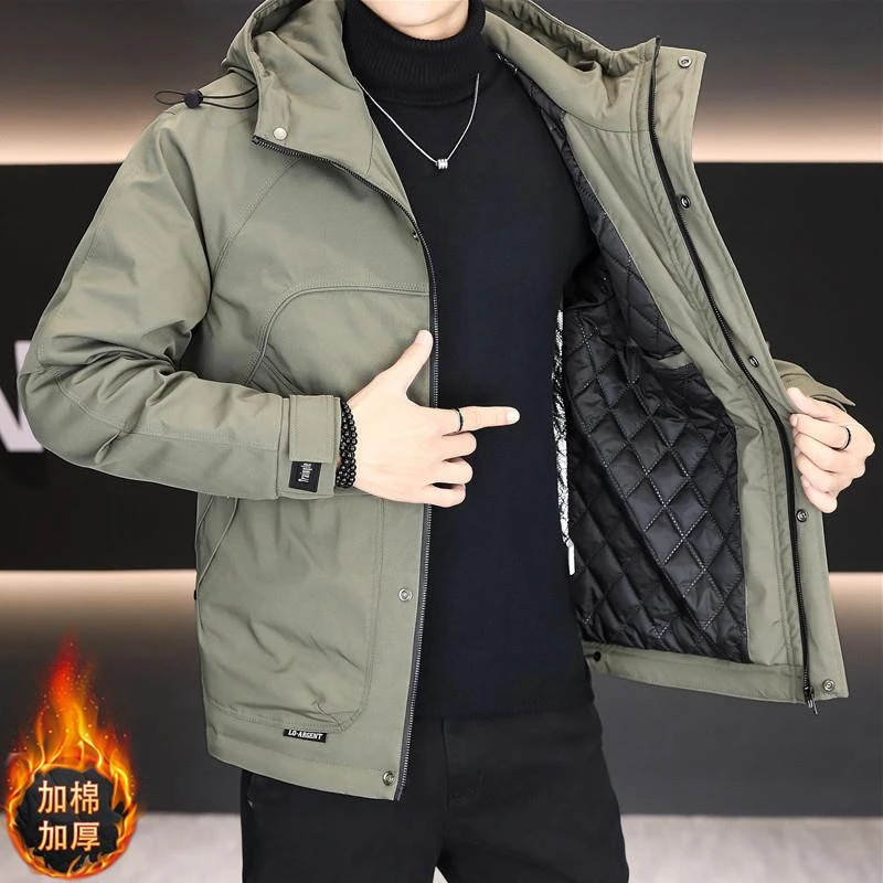轻奢痞帅男装秋冬2025新款棉服外套男款美式百搭加棉加厚工装棉衣