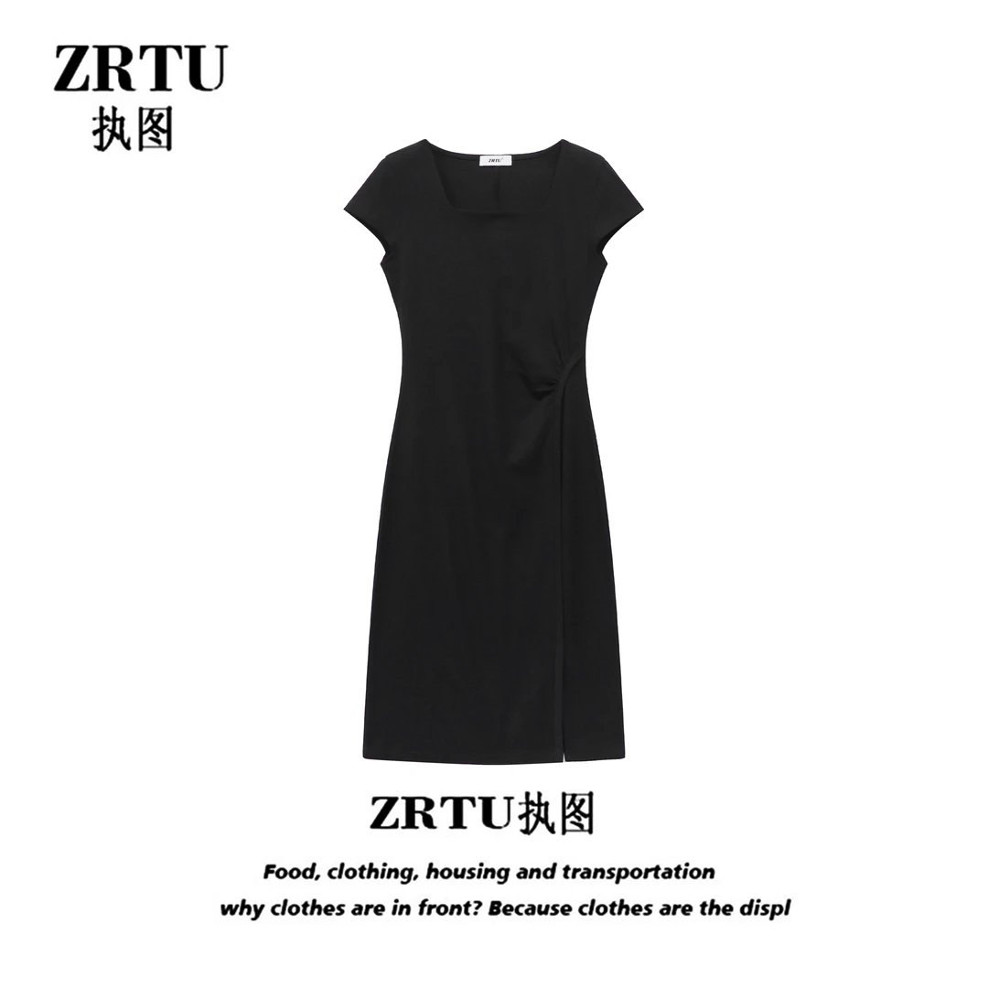 2025春夏新款复古方领高级感收腰显瘦连衣裙