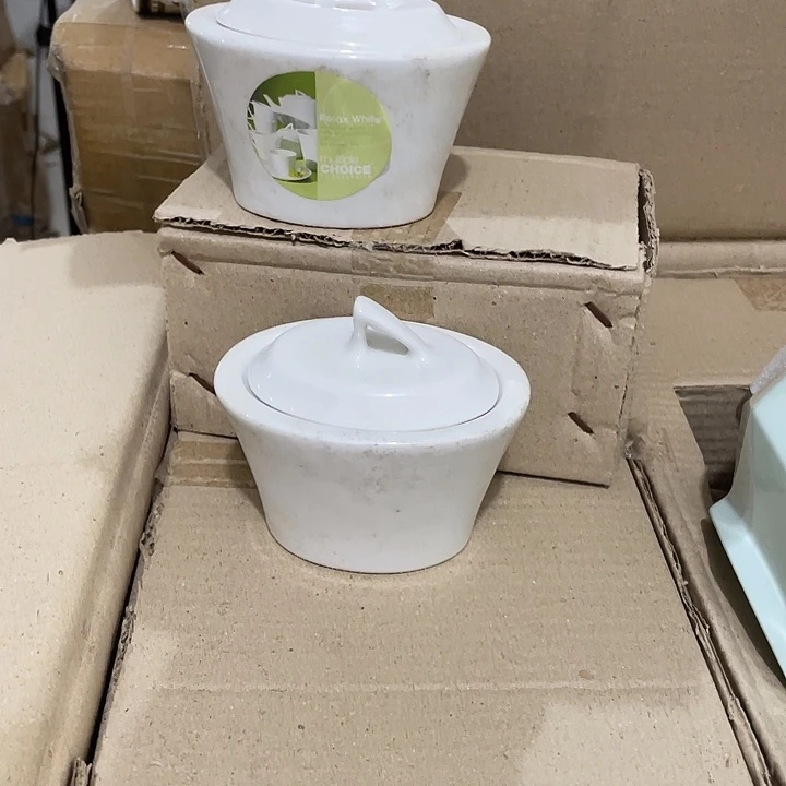 瓷片高骨瓷糖缸一对