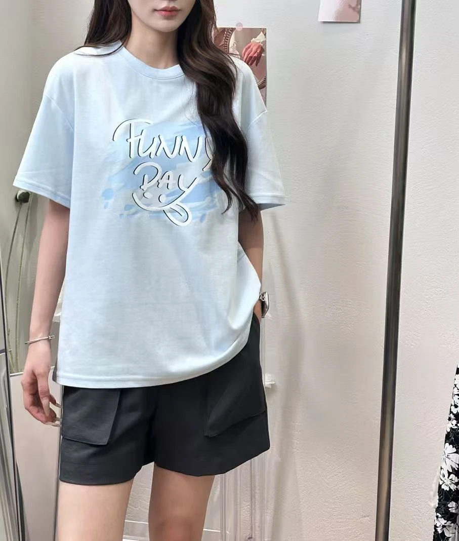 王姐专属-2025夏季设计感小众字母印花T恤【R-3396】
