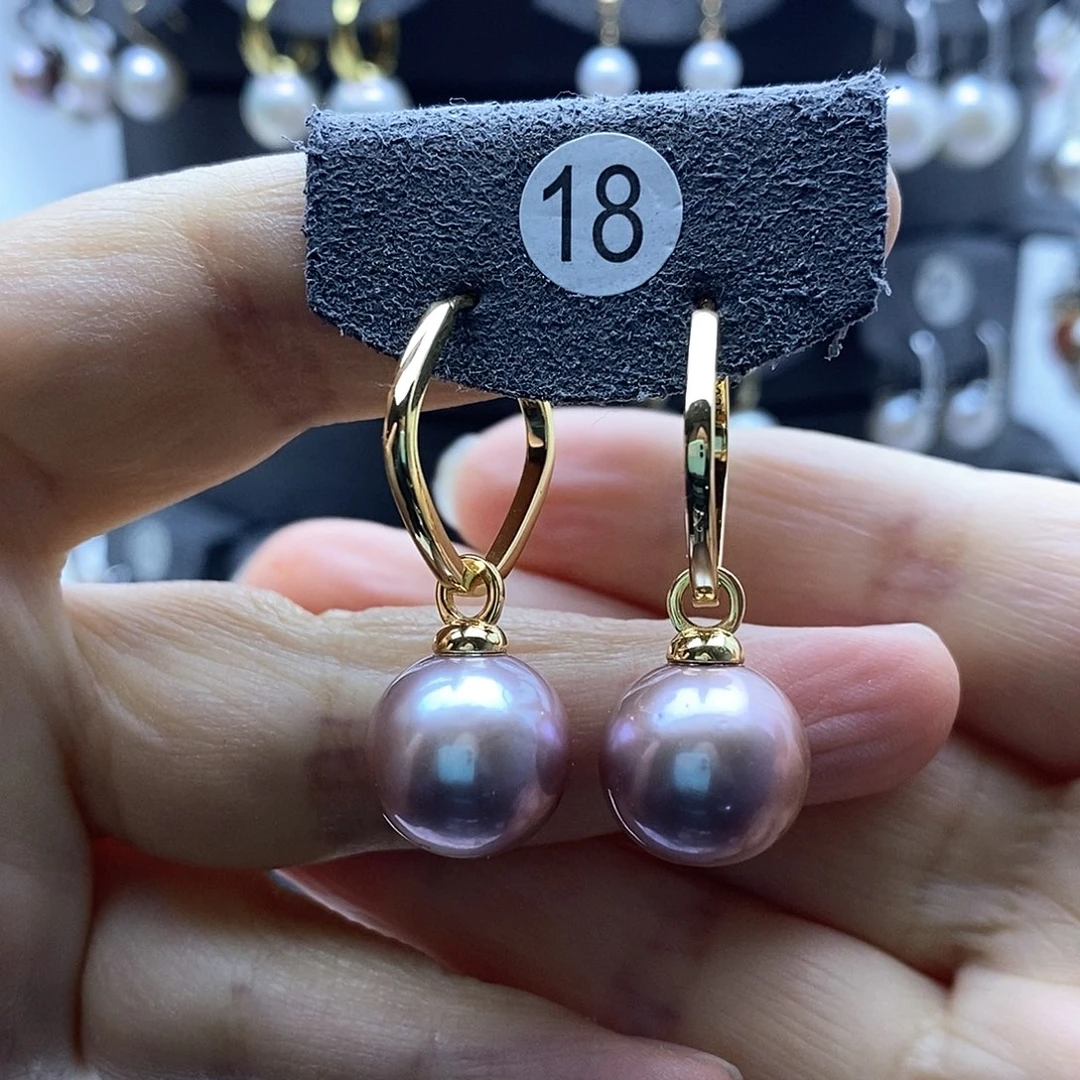 淡水珍珠耳饰银S925镶嵌微**点