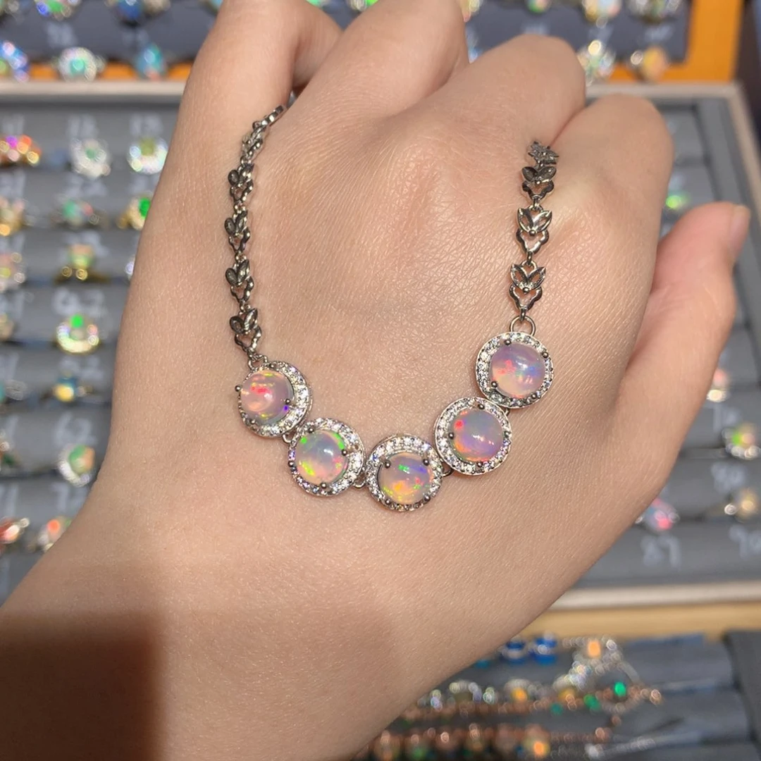 银S925镶嵌欧泊欧泊手链y