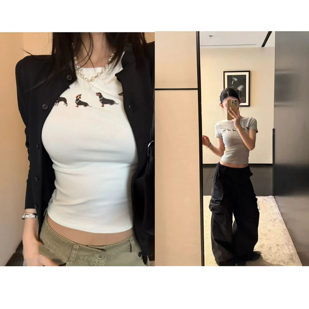 徐秋阳   遛狗T （小版型）春夏新款百搭时尚休闲显瘦短袖10907-2