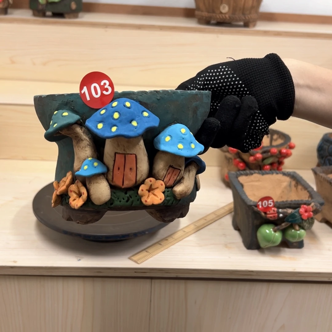 紫砂花盆103号，内口14.5高12