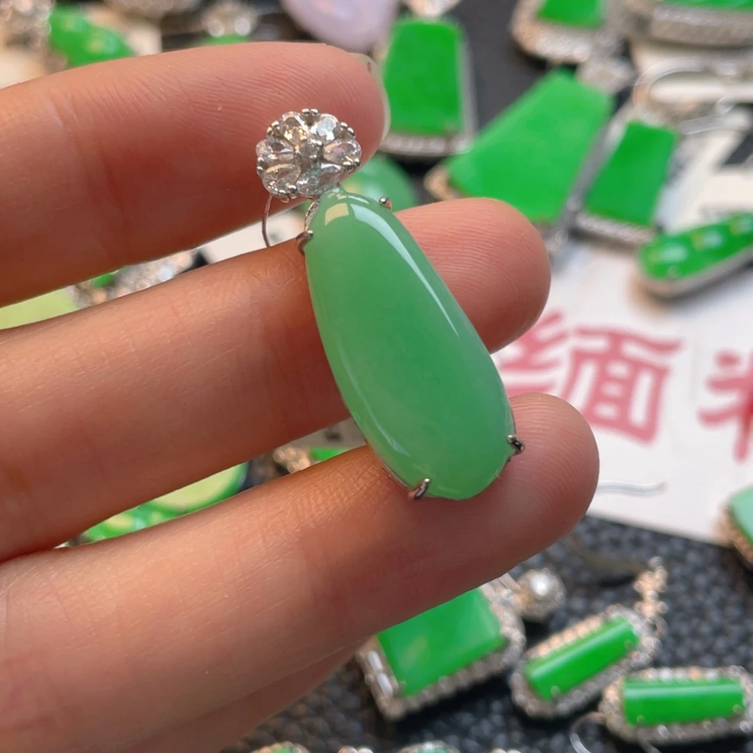翡翠银S925镶嵌吊坠(不含链)