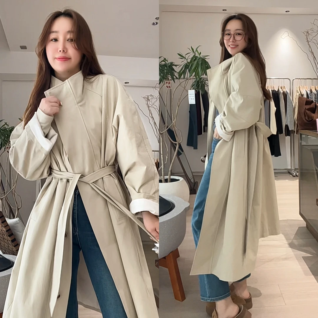 GTNER“秋与晚风” 秋新款女时尚韩版气质宽松中长款风衣外套D1392