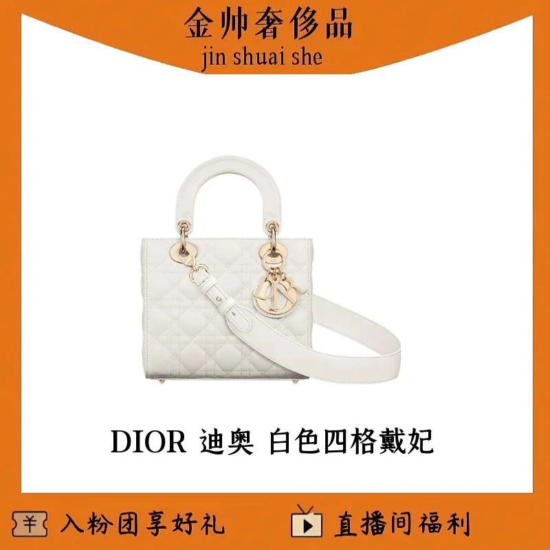 99新 DIOR/迪奥 白金/四格戴妃/手提包/单肩包/B6693