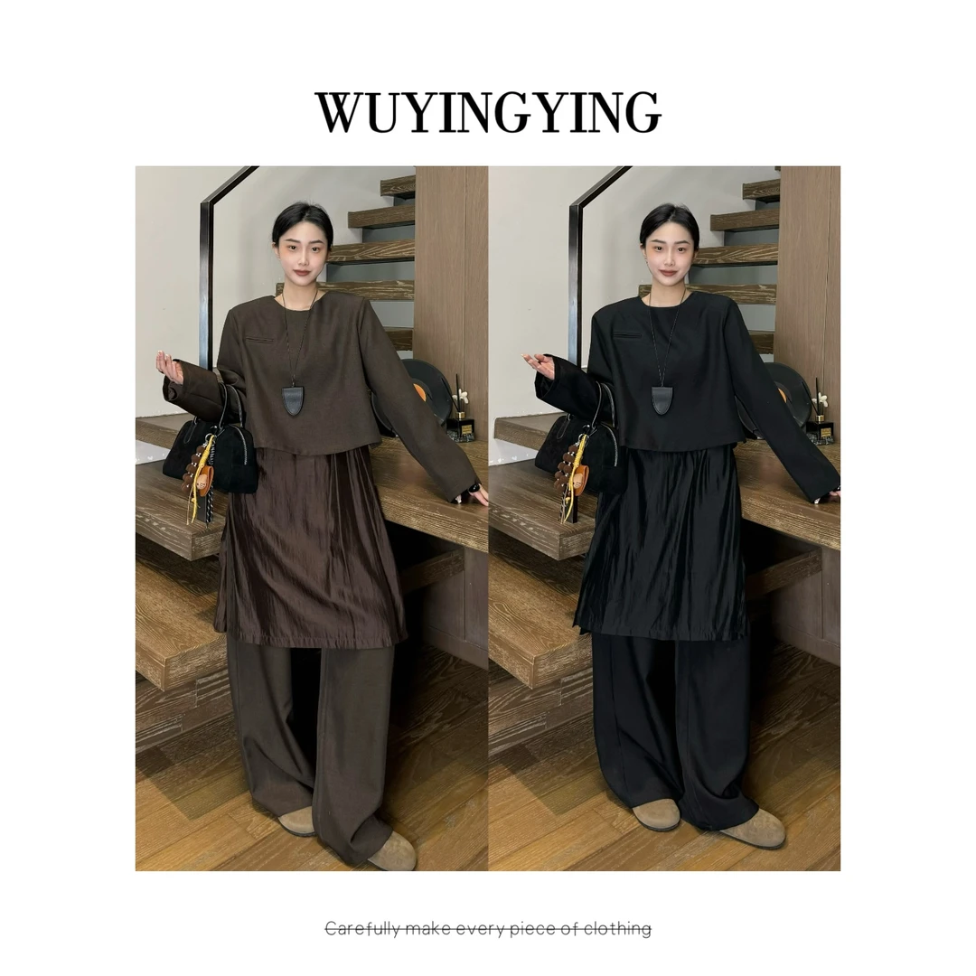 WUYINGYING【调性西装套装】设计师款小众时髦精上衣+长裤时尚套装