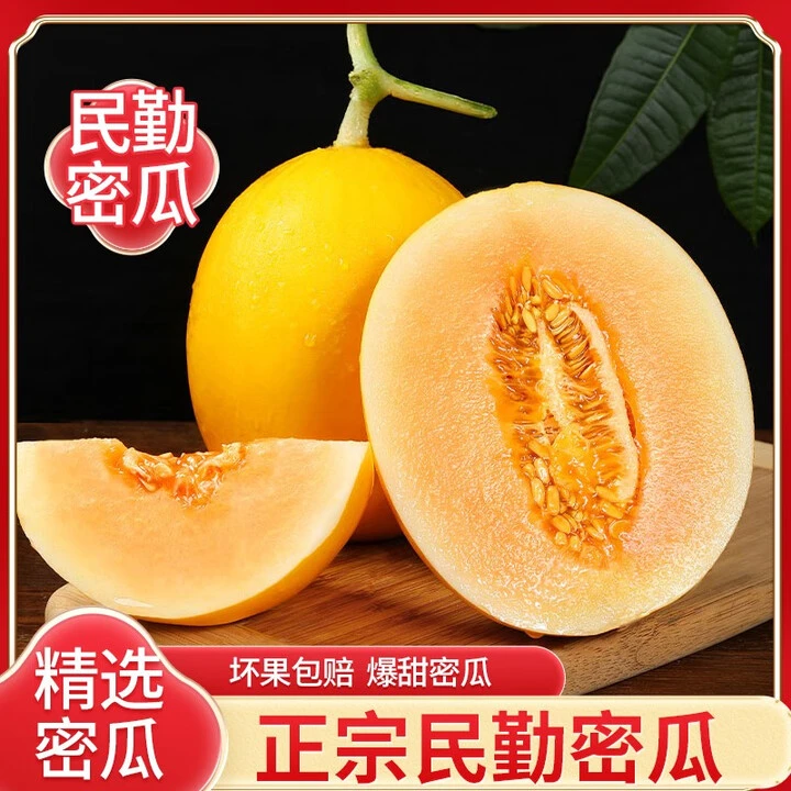 甘肃民勤沙漠蜜瓜金红宝甜瓜脆甜多汁产地现摘现发整箱包邮H