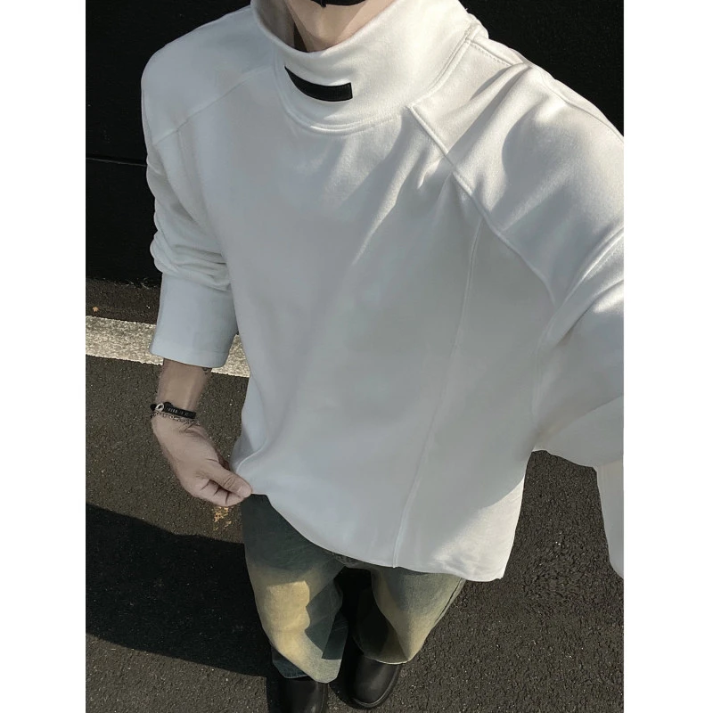 25秋冬 美式半高领德绒内搭长袖T恤卫衣宽松打底衫男女