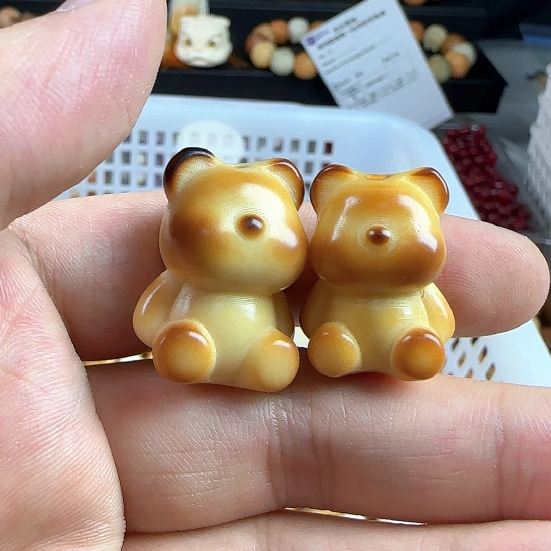 菩提根/象牙果手串瑕疵炭烧熊3颗有裂