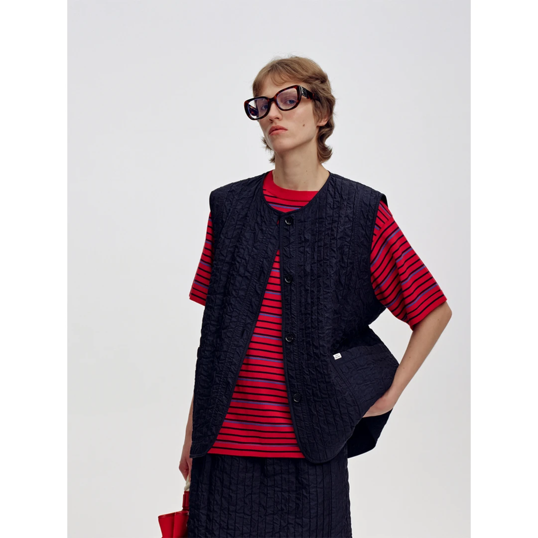 Short Sentence短句设计师双层褶皱大廓型马甲DSC买手店BY5S03069