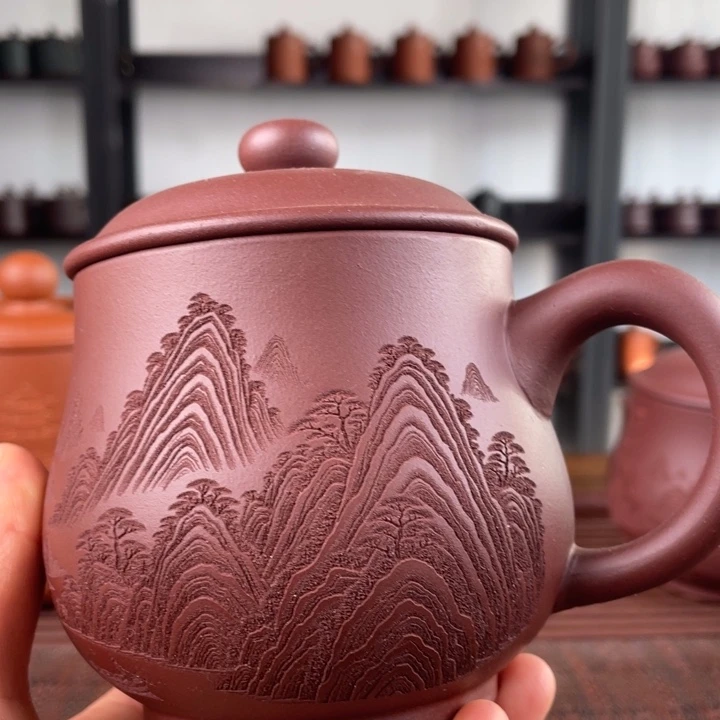 茶杯紫砂宜兴原矿紫砂盖杯