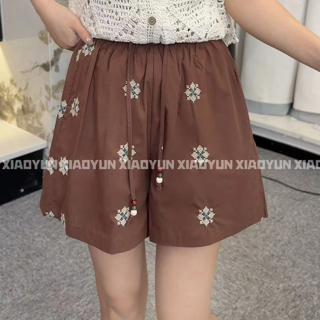 复古花朵短裤 小允姐姐2025新款时尚气质高级复古花朵短裤